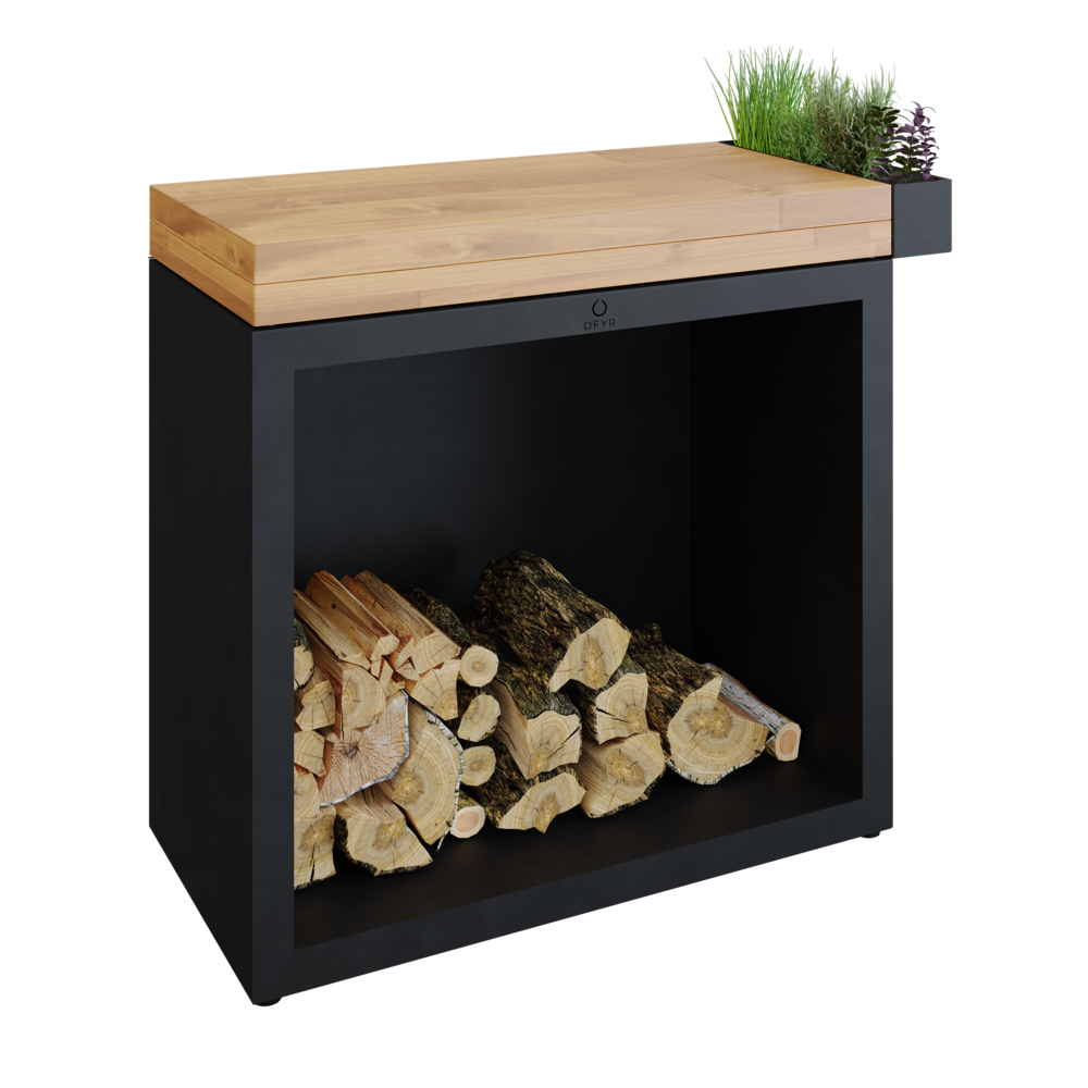 OFYR Butcher Block Storage 90 Black Bois de teck